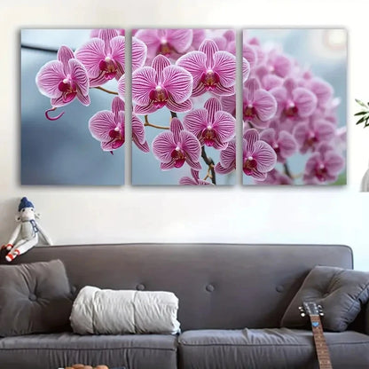 3pcs Vibrant Pink Orchids Floral Decor Wall Art Set Canvas Framed 40x60cm - High Quality Print 100% Australian Made Wall Canvas Ready to Hang