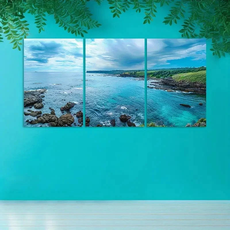 3pcs Sydney Rocky Shore in Australia  Wall Art Set Canvas Framed 40x60cm - High Quality Print 100% Australian Made Wall Canvas Ready to Hang