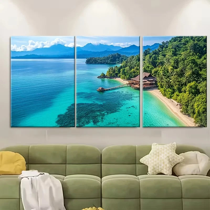 3pcs Waters & Lush Green Landscape Metal Print Ready to Hang Art