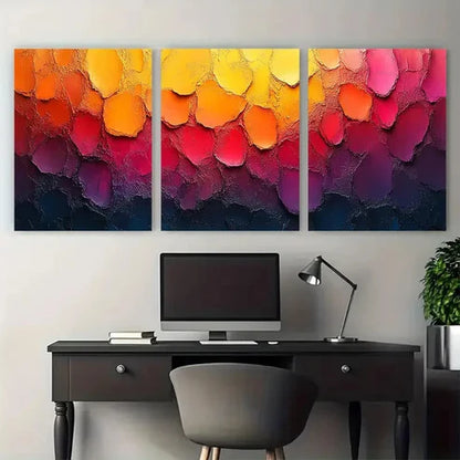 3pcs Abstract Colorful Textured Illustration Wall Art Set Canvas Unframed - High Quality Print 100% Australian Made Wall Canvas - Bella Home Decor