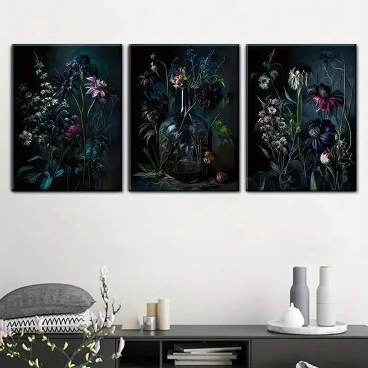 3pcs Showing Vintage Gothic Botanical Metal Print Ready to Hang Art