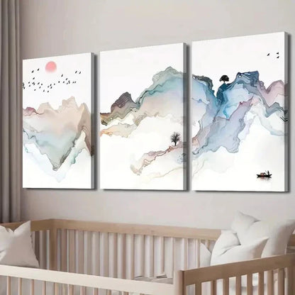 3pcs Mountain & River Design with Sunset Wall Art Set Canvas Unframed - High Quality Print 100% Australian Made Wall Canvas