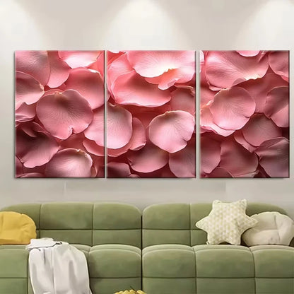 3pcs Delicate Light Pink Rose Petals Abstract Metal Print Ready to Hang Art - Bella Home Decor