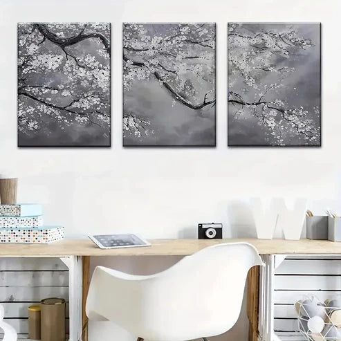 3pcs Elegant Plum Blossom Décor Wall Art Set Canvas Unframed - High Quality Print 100% Australian Made Wall Canvas