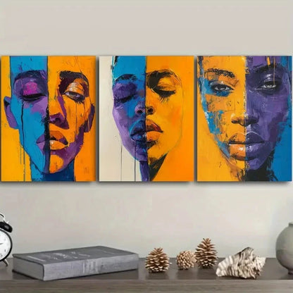 3pcs Different Faces Wall Art Set Canvas Framed 50x70cm - High Quality Print 100% Australian Made Wall Canvas Ready to Hang - Bella Home Decor