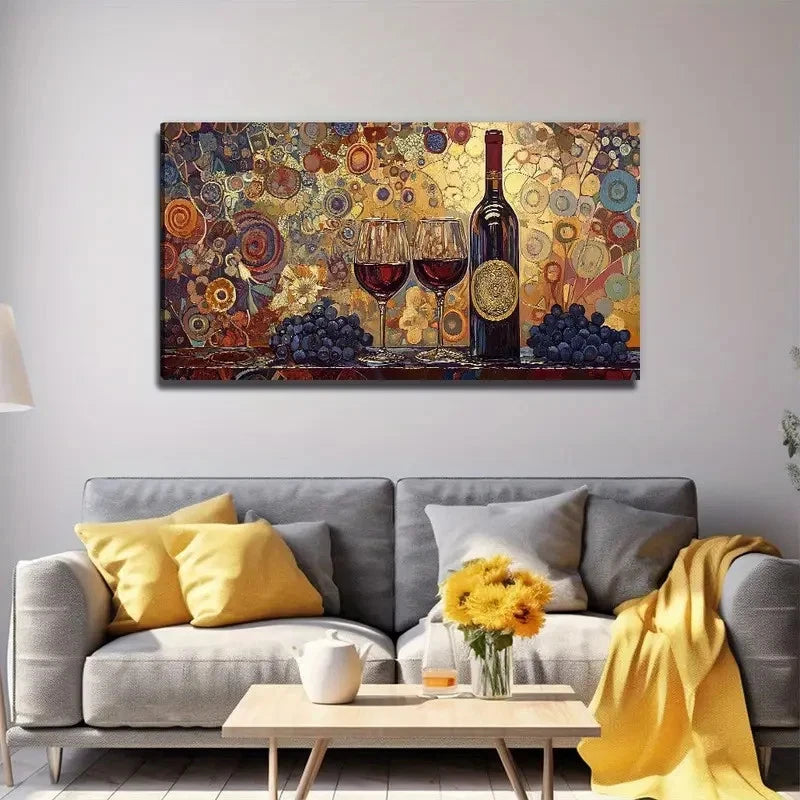 Elegant Wine Glasses Wall Art Canvas Office Home Room Framed 120x60cm