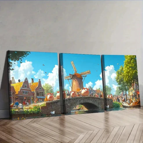 3pcs Set Whimsical Animals Wall Art Set Canvas Unframed - High Quality Print 100% Australian Made Wall Canvas