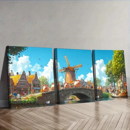 3pcs Set Whimsical Animals Wall Art Set Canvas Unframed - High Quality Print 100% Australian Made Wall Canvas
