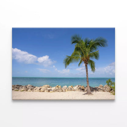 Caribbean Island With Palm Trees Wall Art Decor 100% Australian Made - Bella Home Decor