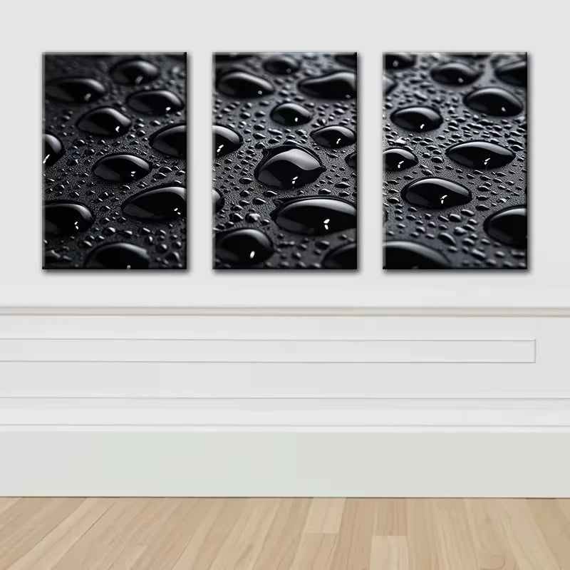 3pcs Black background Water Drop Wall Art Set Canvas Framed 60x90cm - High Quality Print 100% Australian Made Wall Canvas Ready to Hang
