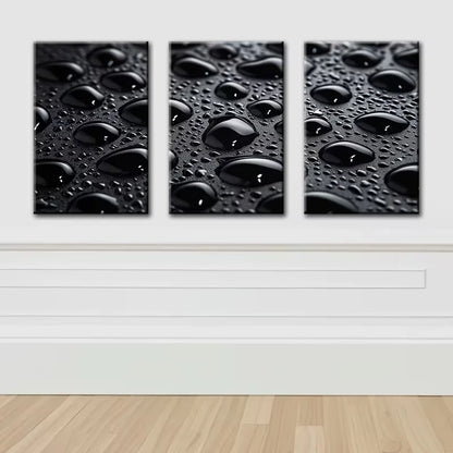 3pcs Black background Water Drop Wall Art Set Canvas Framed 60x90cm - High Quality Print 100% Australian Made Wall Canvas Ready to Hang