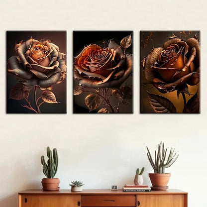 3pcs Withered Roses Décor Mural Perfect Wall Art Set Canvas Framed 40x60cm - High Quality Print 100% Australian Made Wall Canvas Ready to Hang - Bella Home Decor