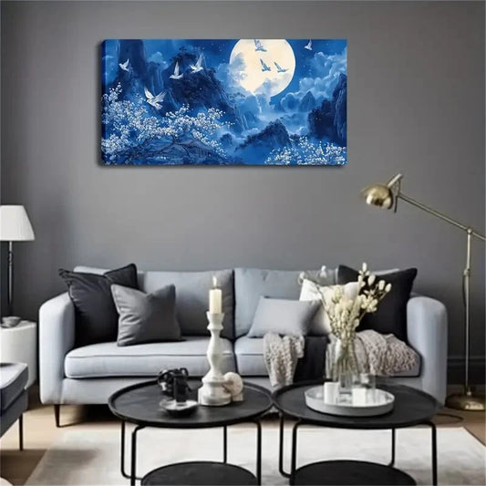 Flying White Doves Valley Wall Art Canvas Office Home Room Framed 120x60cm