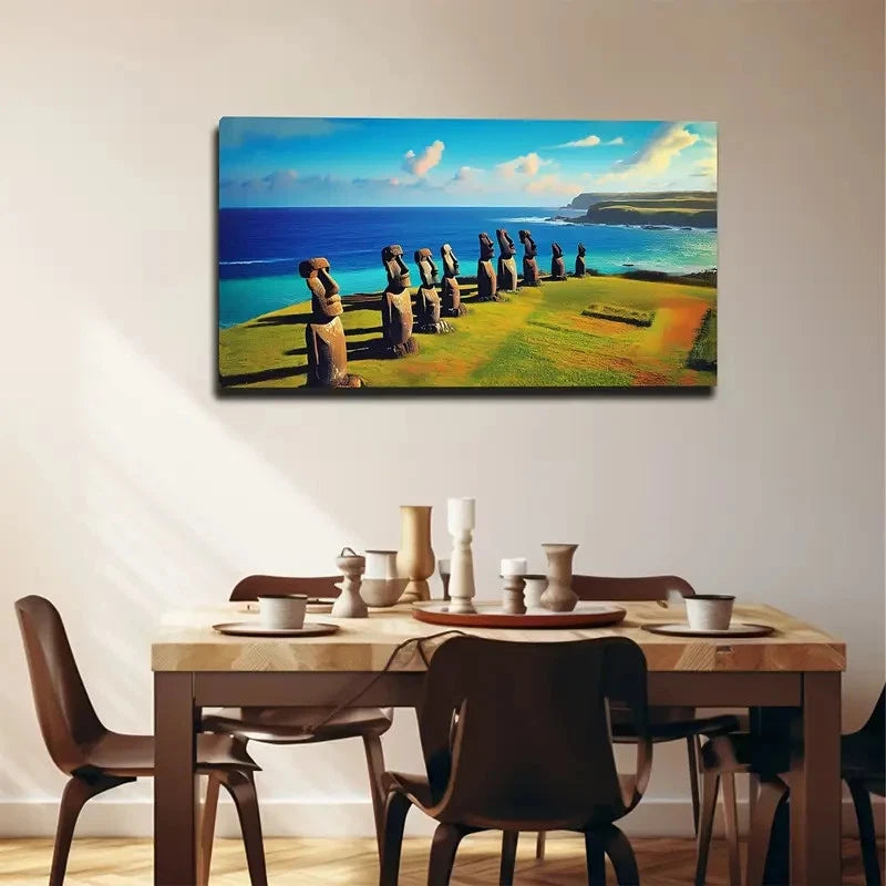 Inexplicable Easter Island Wall Art Canvas Office Home Room Framed 120x60cm