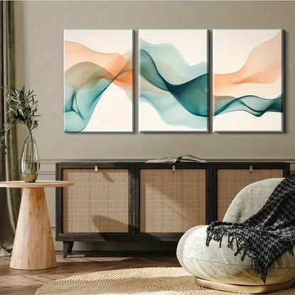3pcs Modern Abstract Waves Fluid Motion Print Metal Print Ready to Hang Art - Bella Home Decor