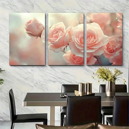 3pcs Blooming Flower Bouquet Vintage Perfect Wall Art Set Canvas Framed 50x70cm - High Quality Print 100% Australian Made Wall Canvas Ready to Hang - Bella Home Decor