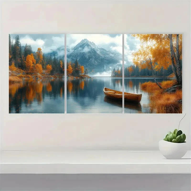 3pcs Scandinavian Scenery Forest Metal Print Ready to Hang Art - Bella Home Decor