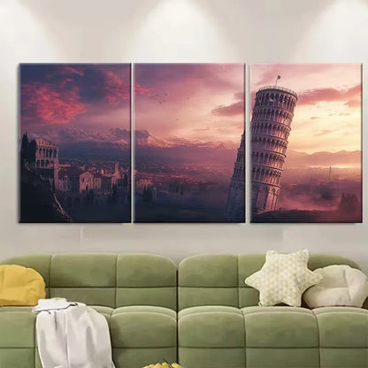 3pcs Leaning tower of Pisa Metal Print Ready to Hang Art