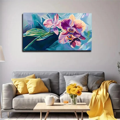 Abstract Vibrant Orchid Floral Wall Art canvas office home room framed 120x60cm