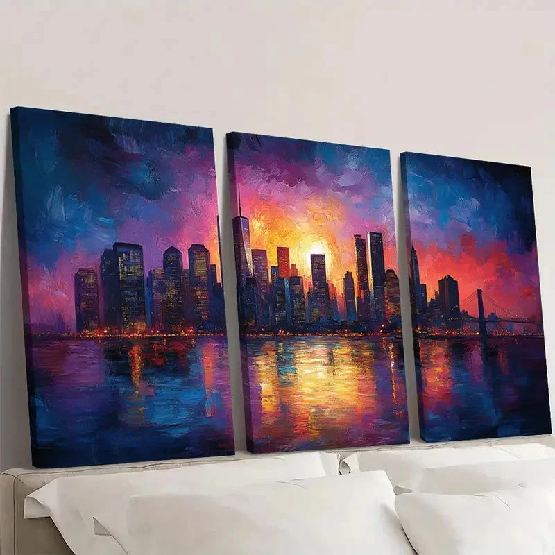3pcs Triptych Modern City Skyline SC  Wall Art Set Canvas Framed 60x90cm - High Quality Print 100% Australian Made Wall Canvas Ready to Hang - Bella Home Decor