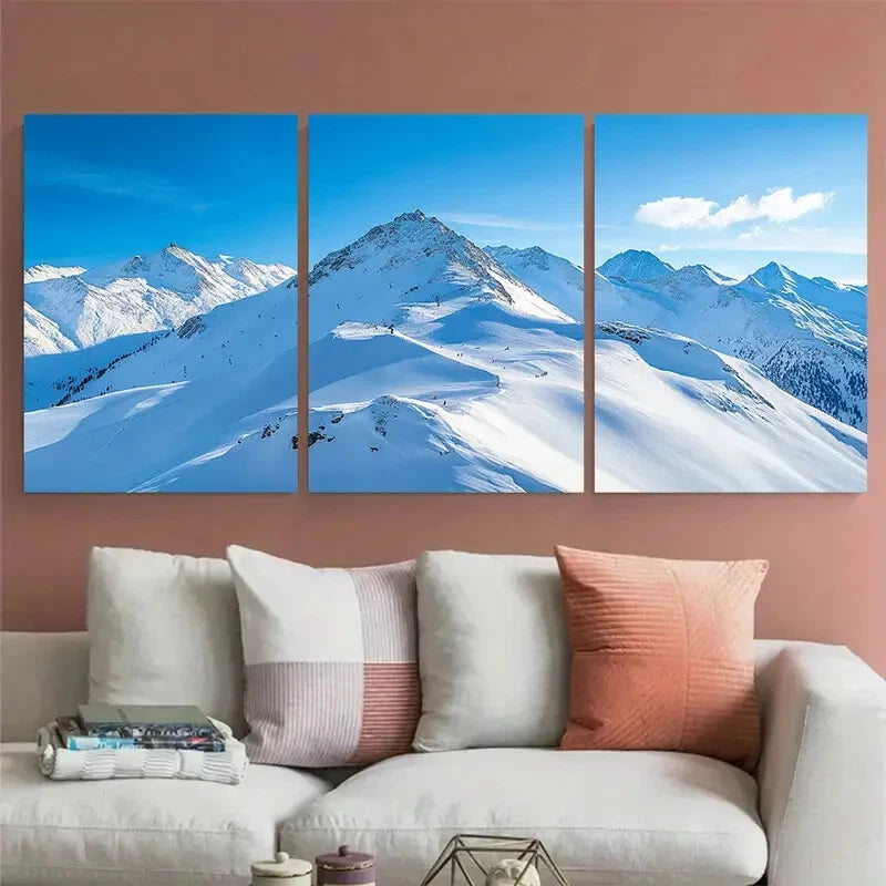 3pcs Solden Alps Gaislachkogl Peak Metal Print Ready to Hang Art - Bella Home Decor