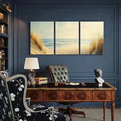 3pcs Beach Sunset Coastal Landscape Ocean Waves Metal Print Ready to Hang Art - Bella Home Decor