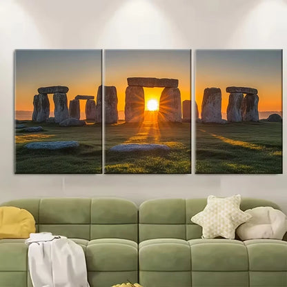 3pcs Stonehenge Sunrise Metal Print Ready to Hang Art