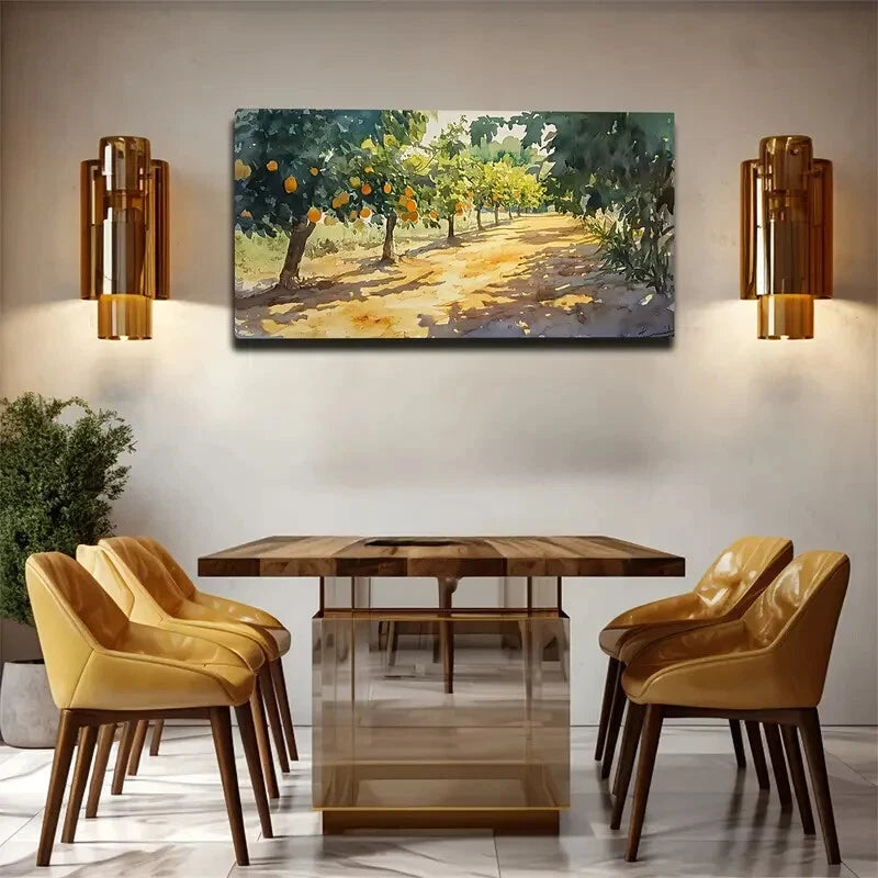 Neat Fruit Trees Grow Along Wall Art Canvas Office Home Room Framed 120x60cm - Bella Home Decor