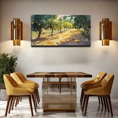 Neat Fruit Trees Grow Along Wall Art Canvas Office Home Room Framed 120x60cm - Bella Home Decor