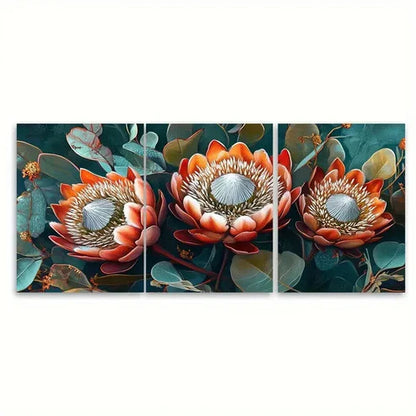 3pcs South Africa Travel Floral Illustration  Wall Art Set Canvas Unframed - High Quality Print 100% Australian Made Wall Canvas