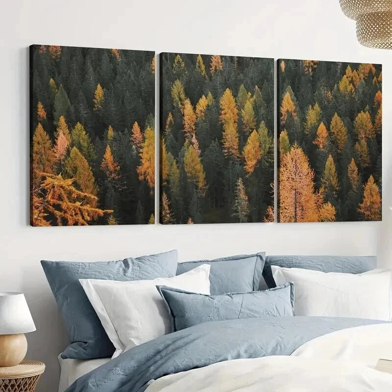 3pcs Autumn Pine Forest Colorado Scenery Wall Art Set Canvas Framed 50x70cm - High Quality Print 100% Australian Made Wall Canvas Ready to Hang