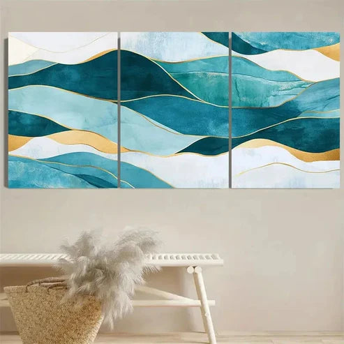 3pcs Teal Mint Blue Sea Foam Wall Art Set Canvas Unframed – High Quality Print, 100% Australian Made Wall Canvas - Bella Home Decor