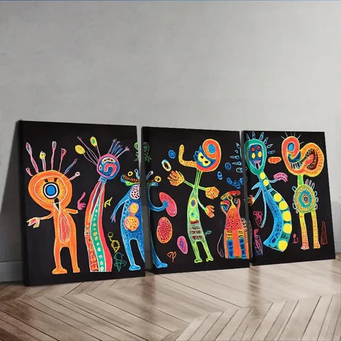 3pcs Surreal Character Graffiti Canvas Wall Art Canvas Unframed - High Quality Print 100% Australian Made Wall Canvas