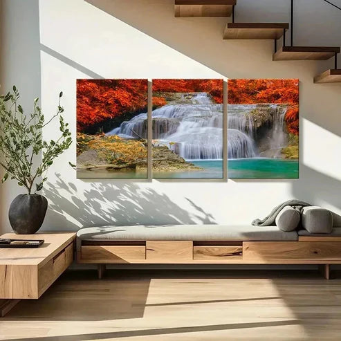 3pcs Ilawang Waterfalls Natural Landscape Wall Art Canvas Unframed - High Quality Print 100% Australian Made Wall Canvas