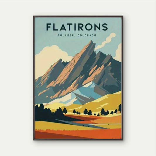 Flatirons Colorado Vintage Mountain Serene Nature Travel Poster Print Wall Art