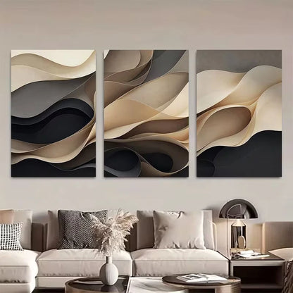 3pcs Elegant Minimalist Abstract Metal Print Ready to Hang Art - Bella Home Decor