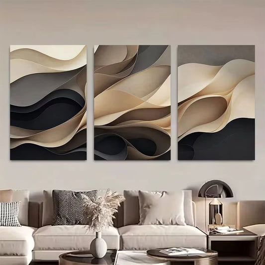 3pcs Elegant Minimalist Abstract Metal Print Ready to Hang Art