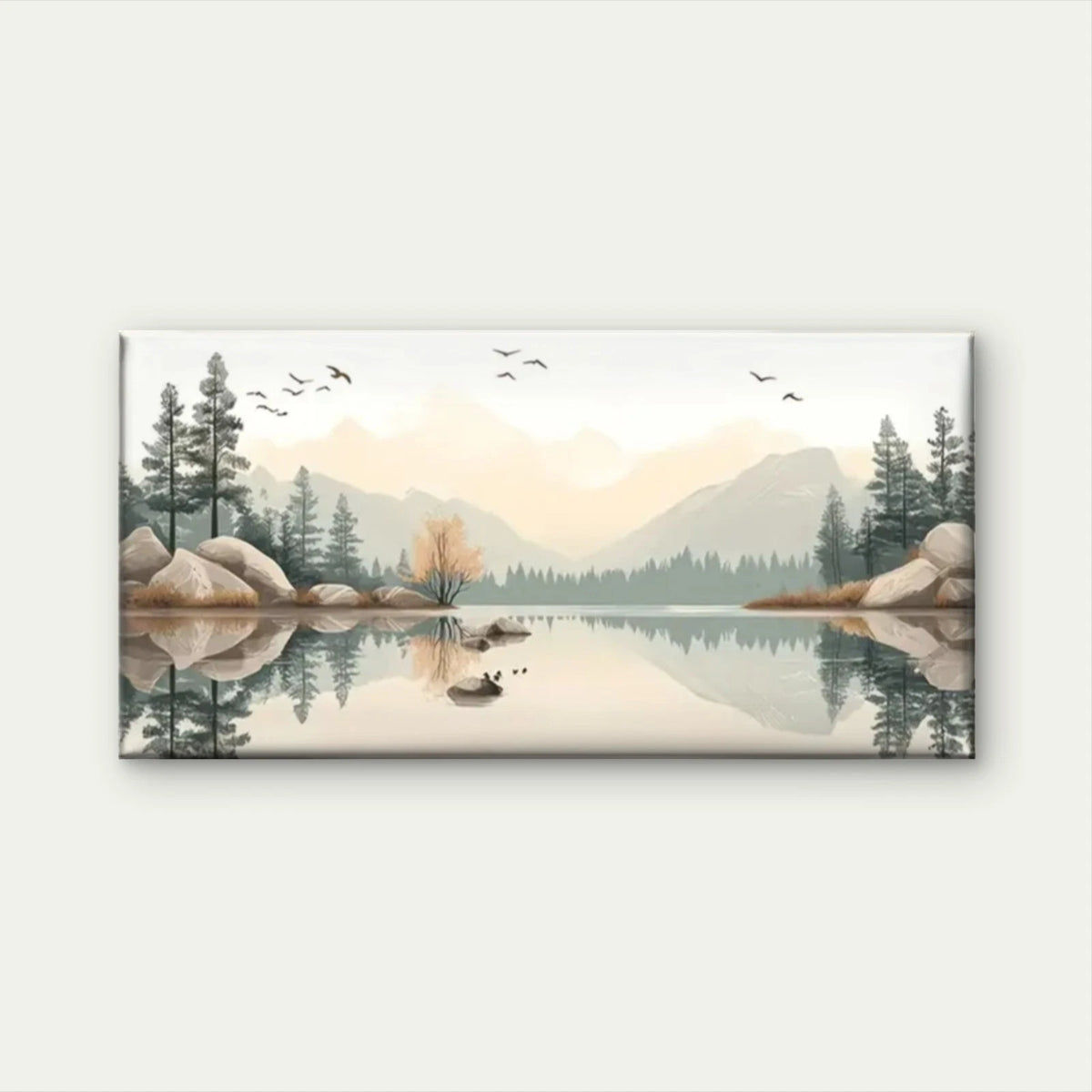 Lakes Birds Forest Mountain Wall Art Canvas Office Home Room Framed 120x60cm