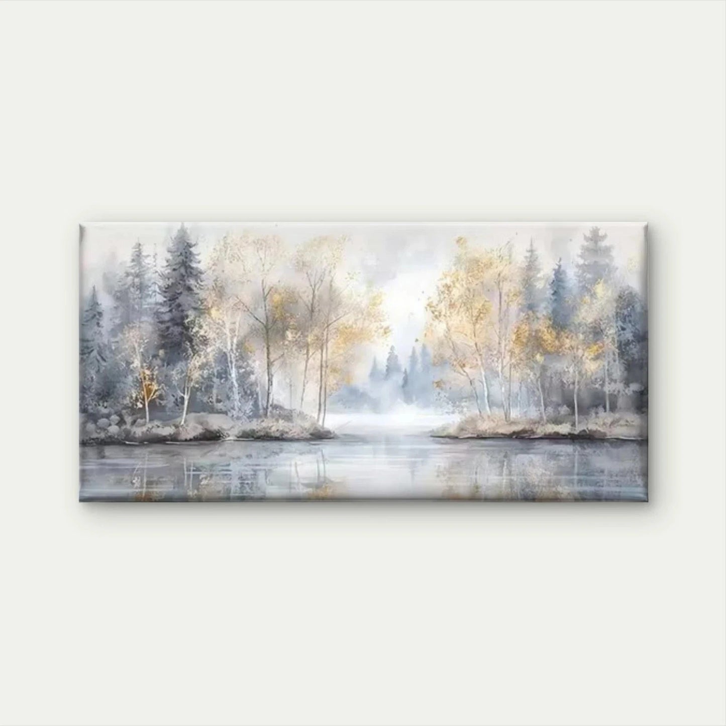 Abstract Forest River Wall Art Canvas Office Home Room Framed 120x60cm