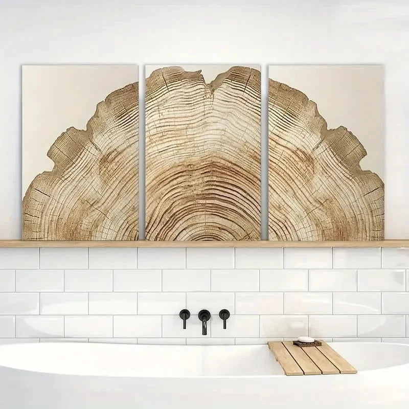 3pcs Tree Ring Wall Art Abstract Nature Metal Print Ready to Hang Art - Bella Home Decor