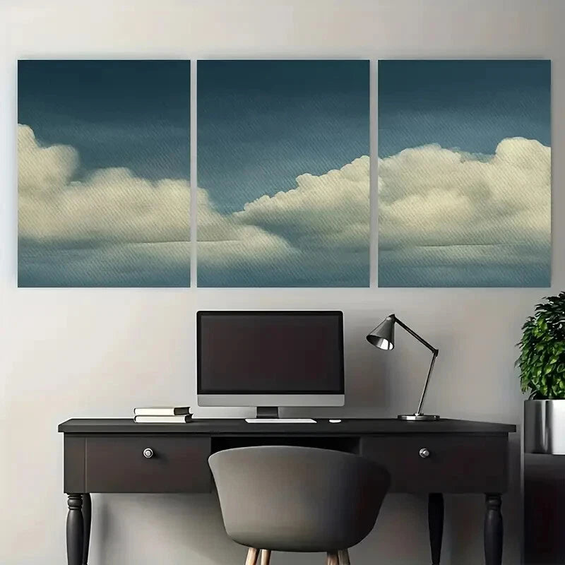 3pcs Vintage Moody Cloudy Day Design Metal Print Ready to Hang Art - Bella Home Decor