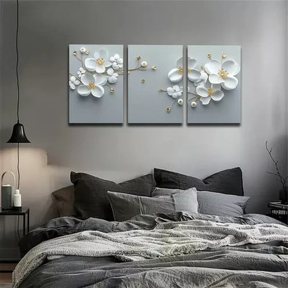 3pcs Three-Dimensional Plum Blossoms Wall Art Set Canvas Unframed - High Quality Print 100% Australian Made Wall Canvas