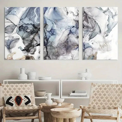 3pcs Abstract Painting Marble Texture Metal Print Ready to Hang Art - Bella Home Decor