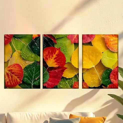 3pcs Autumn Leaves Wallpapers Wall Art Canvas Unframed – High Quality Print 100% Australian Made Wall Canvas - Bella Home Decor
