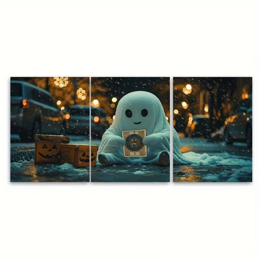 3pcs Adorable Ghost Interpreting Cards Metal Print Ready to Hang Art