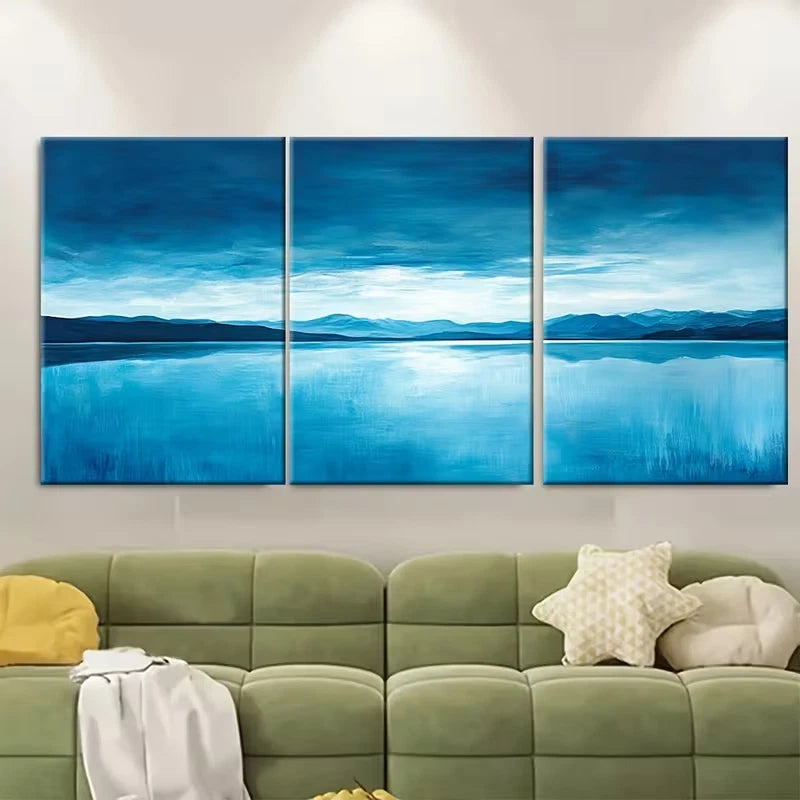 3pcs Lake Pukaki with Blue Sky & Mountain Metal Print Ready to Hang Art