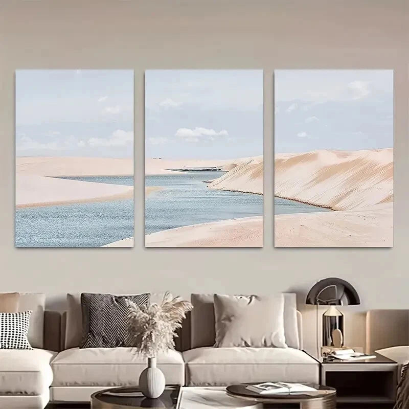 3pcs Coastal Landscape Vibrant Beach & Ocean Scene Metal Print Ready to Hang Art - Bella Home Decor