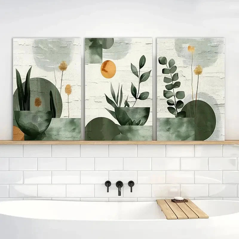 3pcs Painting Boho Wall Art Printing Metal Print Ready to Hang Art - Bella Home Decor