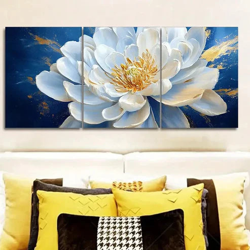 3pcs Oversized white flowers Wall Art Set Canvas Unframed - High Quality Print 100% Australian Made Wall Canvas