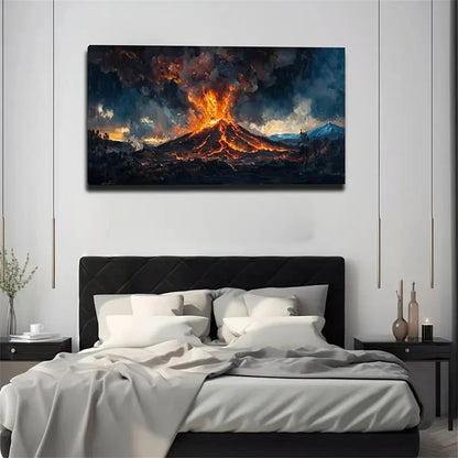 Dramatic Volcanic Eruption Wall Art Canvas Office Home Room Framed 120x60cm